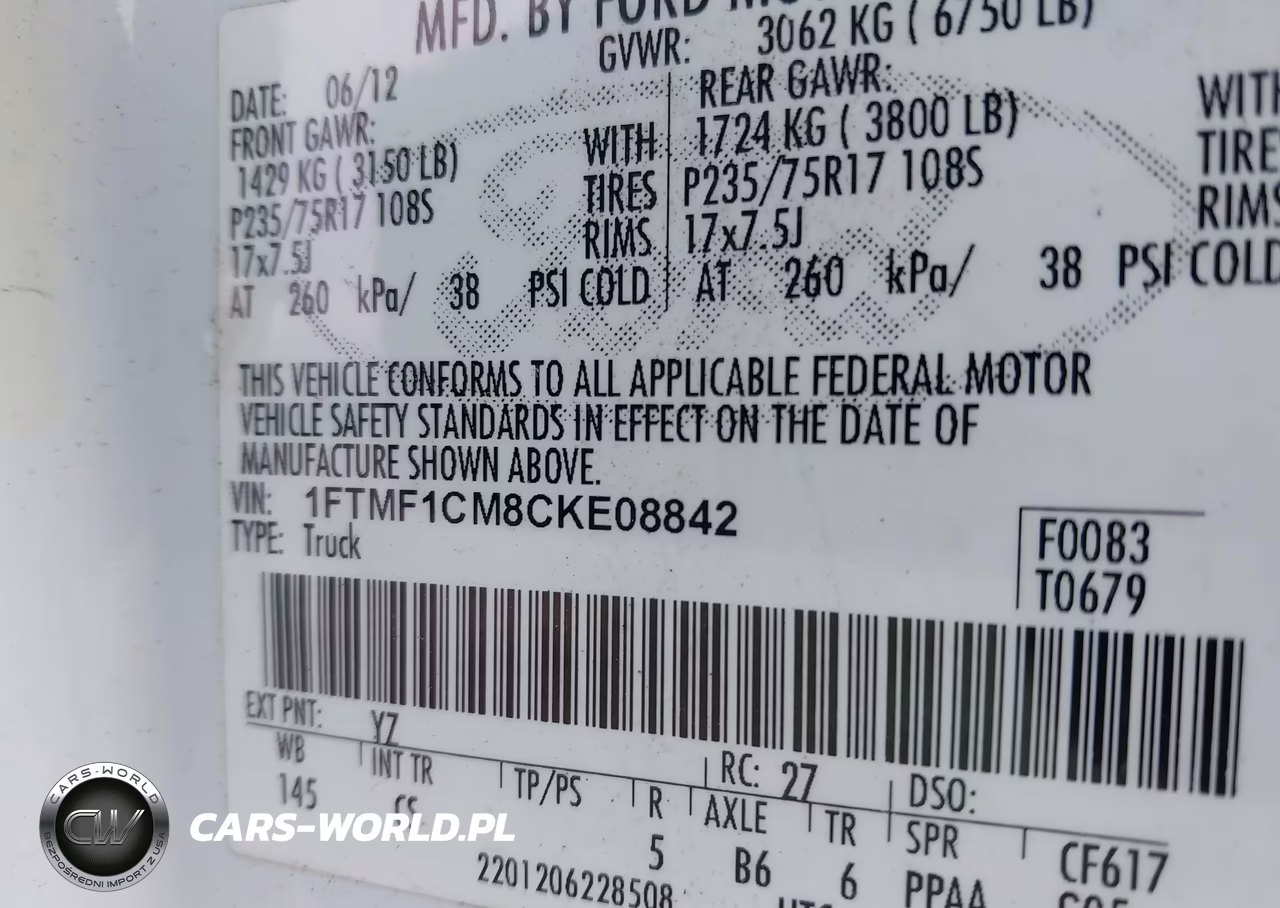 2012 Ford F-150 Xl VIN:1FTMF1CM8CKE08842 - 9