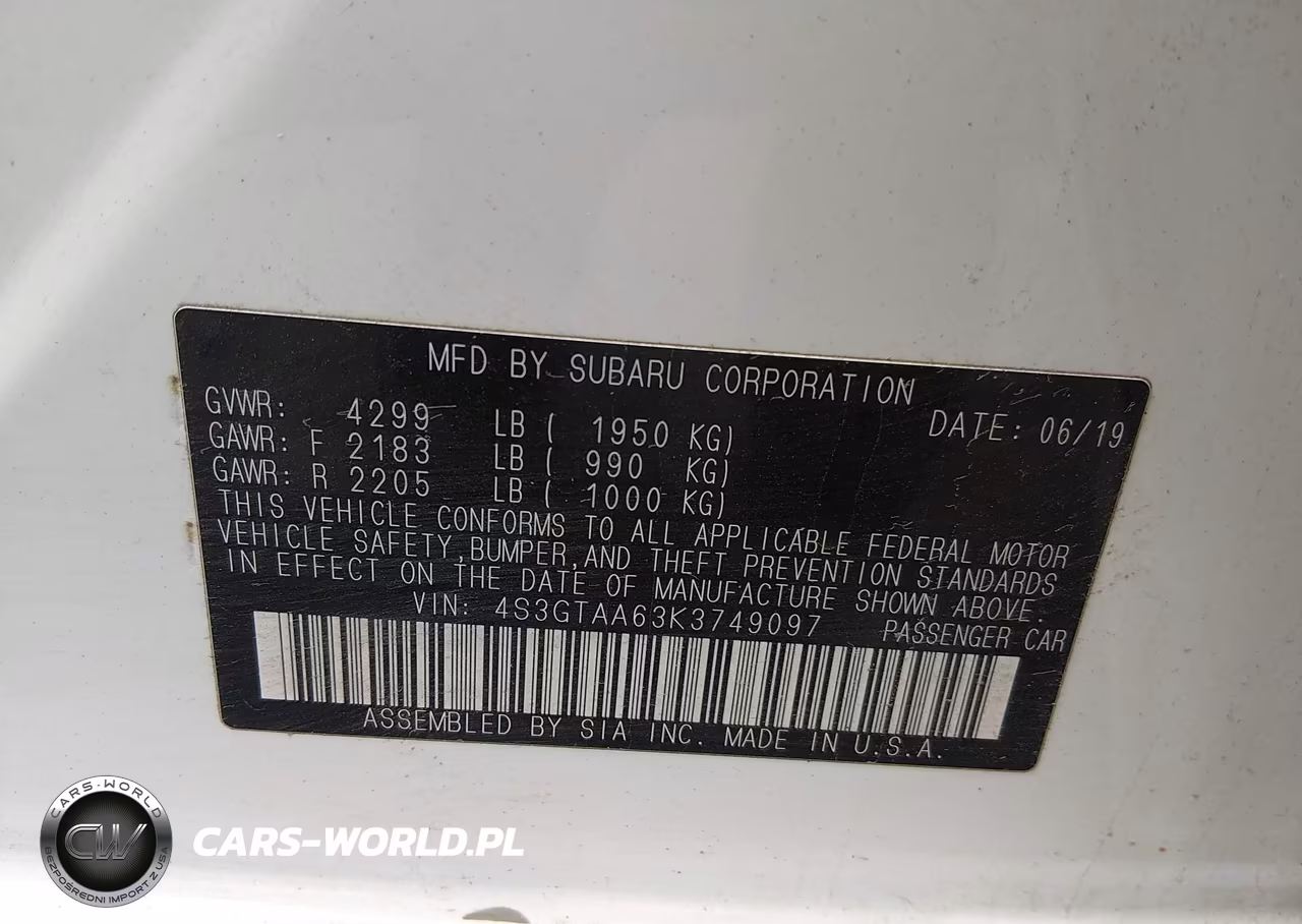 2019 Subaru Impreza 2.0I VIN:4S3GTAA63K3749097 - 9