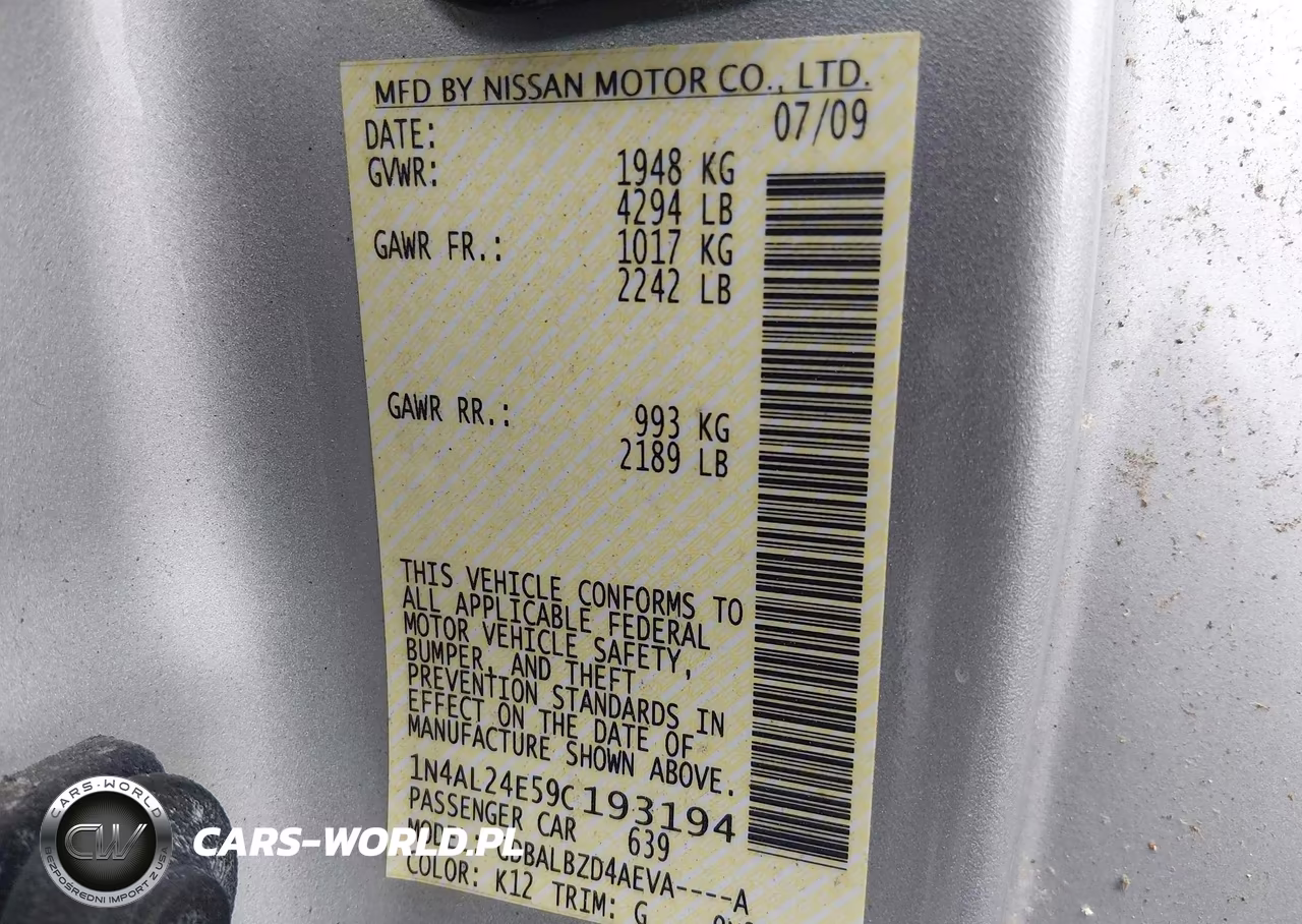 2009 Nissan Altima 2.5 S VIN:1N4AL24E59C193194 - 9