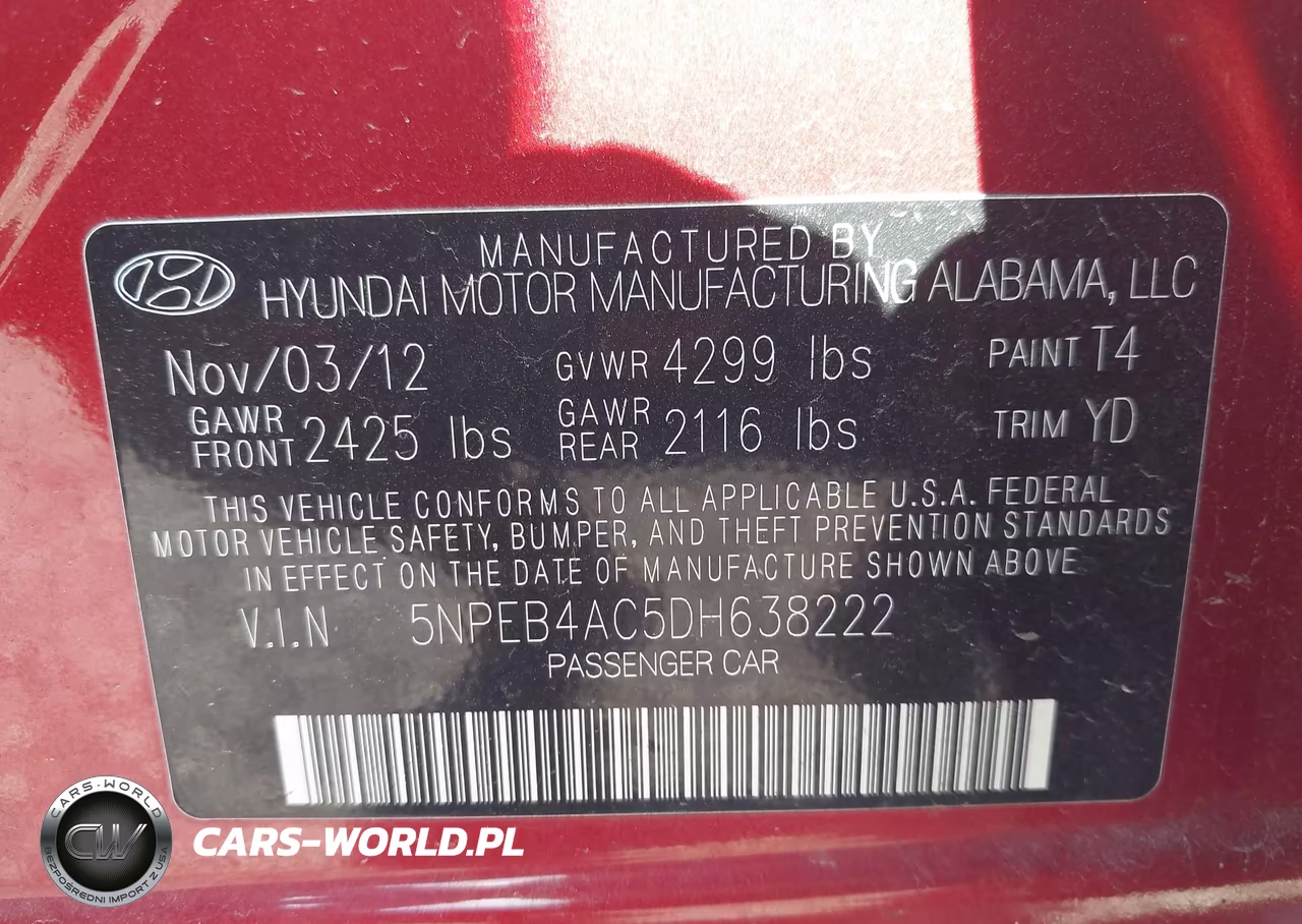 2013 Hyundai Sonata Gls VIN:5NPEB4AC5DH638222 - 9