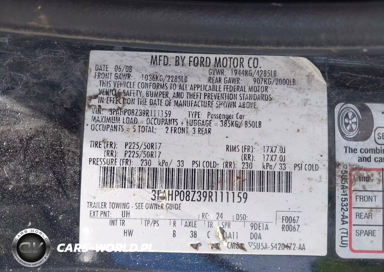 2009 Ford Fusion Sel VIN:3FAHP08Z39R111159 - 9