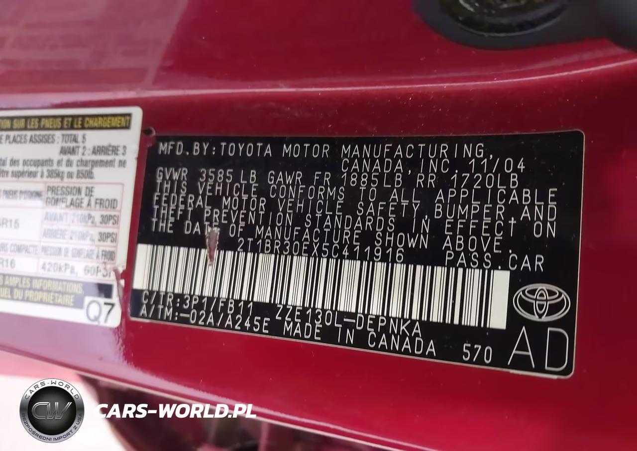 2005 Toyota Corolla Le VIN:2T1BR30EX5C411916 - 9