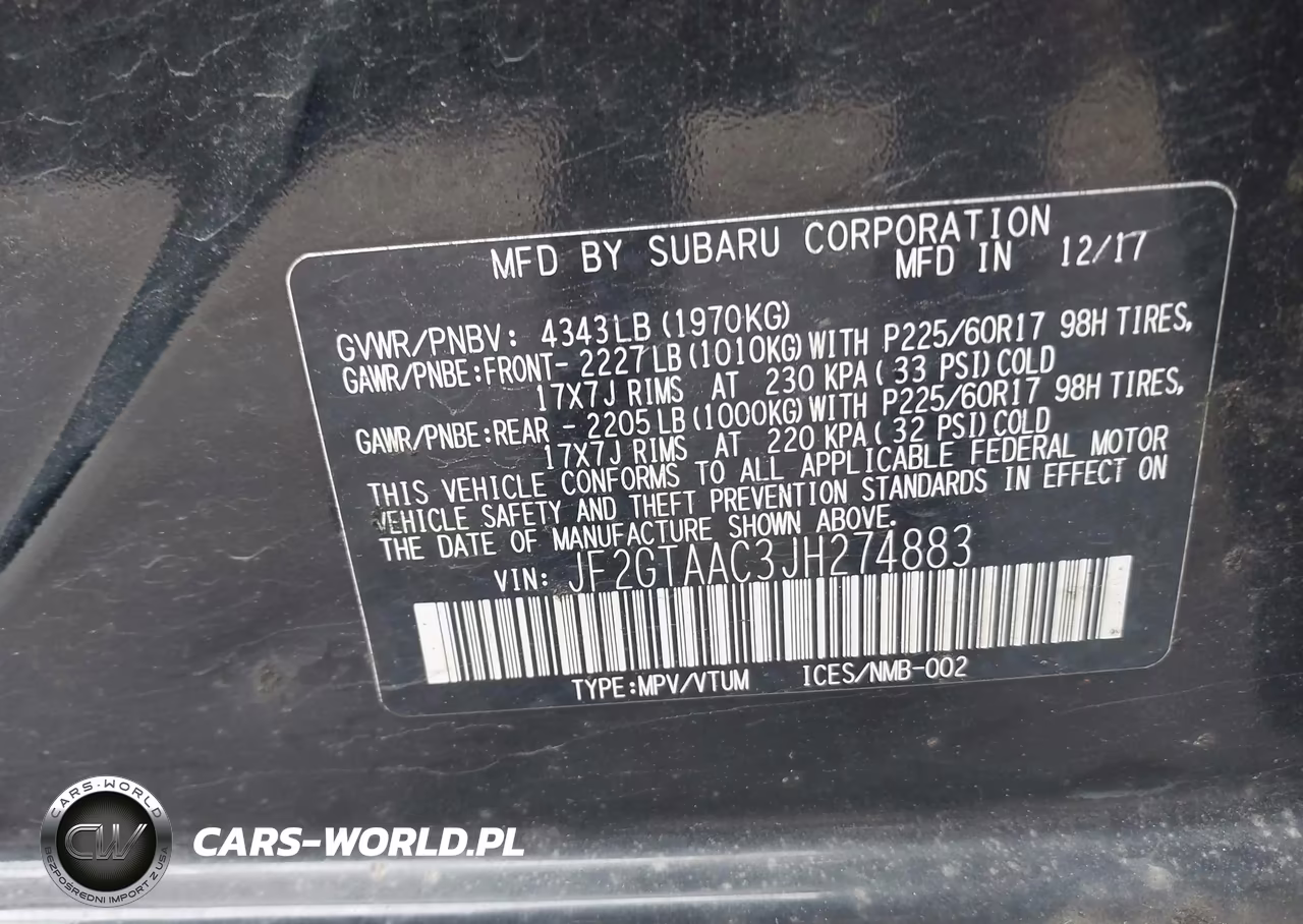 2018 Subaru Crosstrek 2.0I VIN:JF2GTAAC3JH274883 - 9