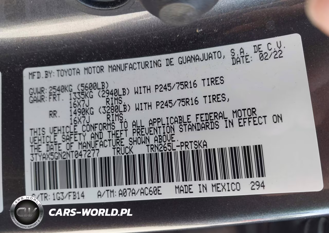 2022 Toyota Tacoma Sr VIN:3TYAX5GN2NT047277 - 9