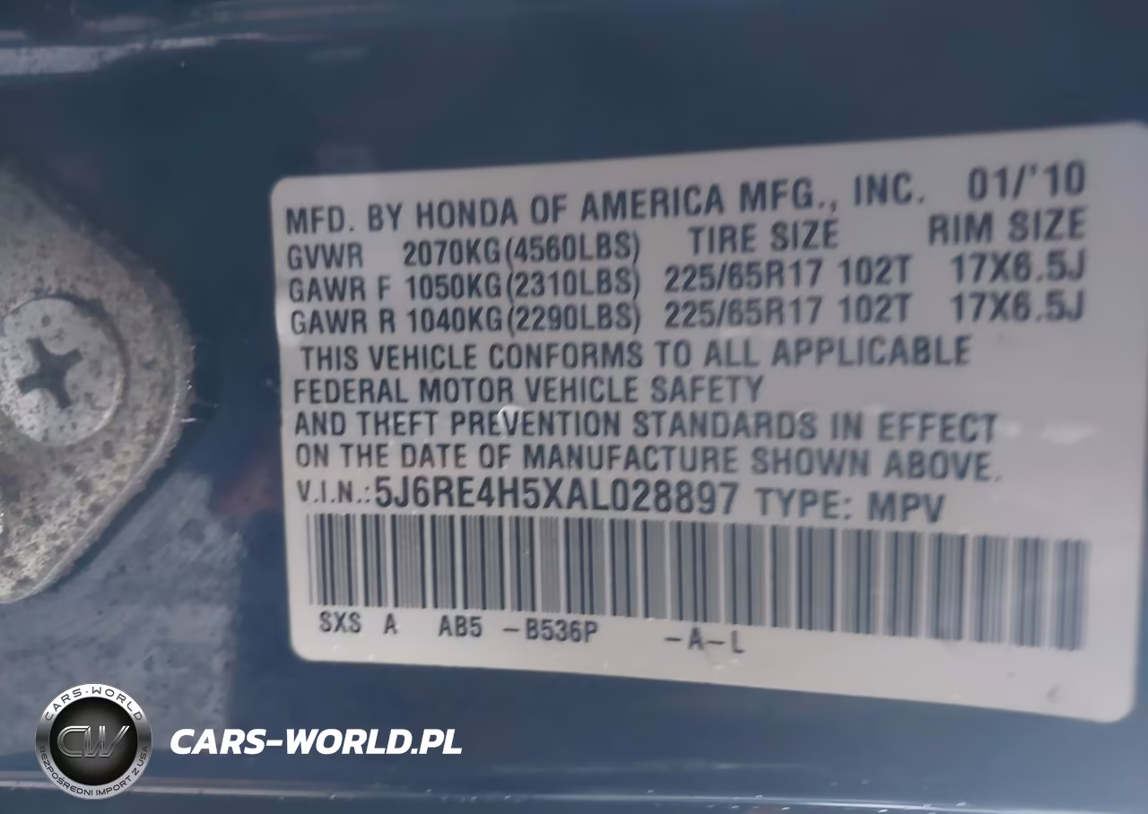 2010 Honda Cr-V Ex VIN:5J6RE4H5XAL028897 - 9