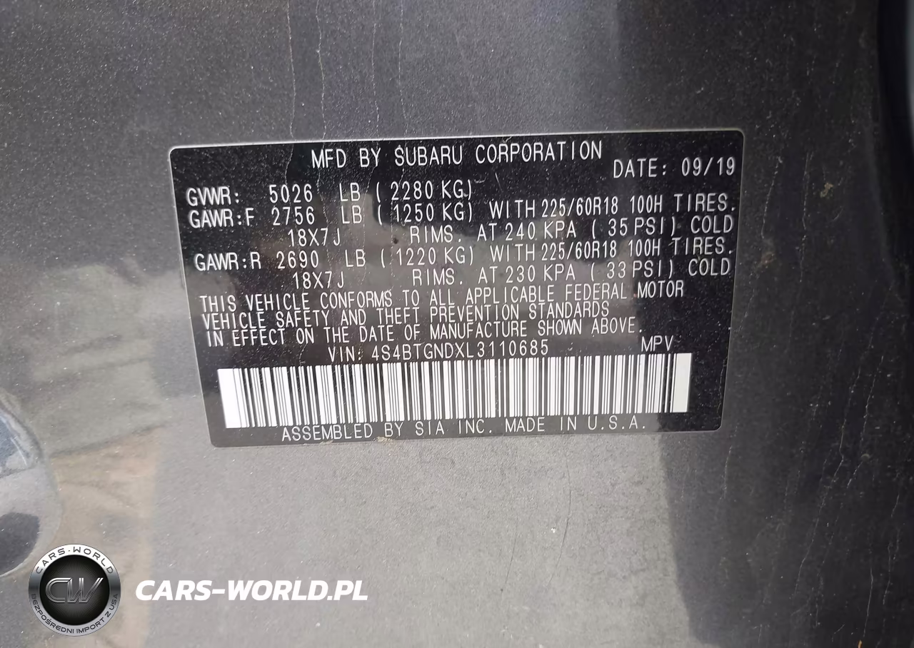 2020 Subaru Outback Limited Xt VIN:4S4BTGNDXL3110685 - 9