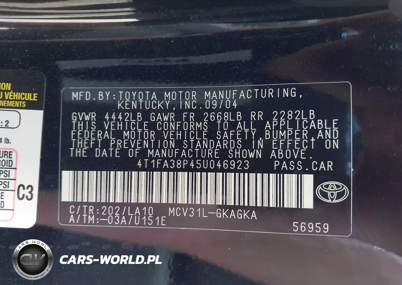 2005 Toyota Camry Solara Sle VIN:4T1FA38P45U046923 - 9