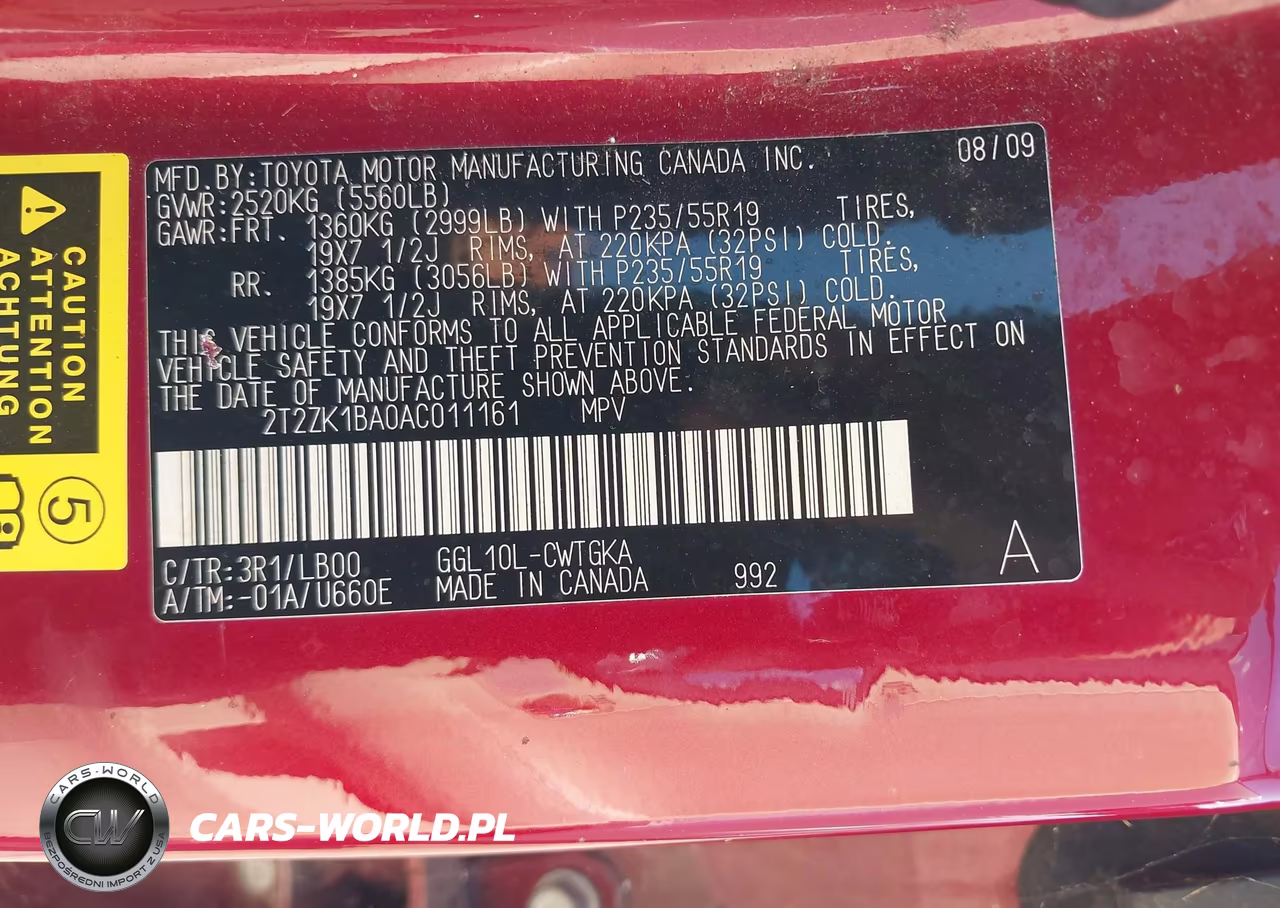 2010 Lexus Rx 350 VIN:2T2ZK1BA0AC011161 - 9