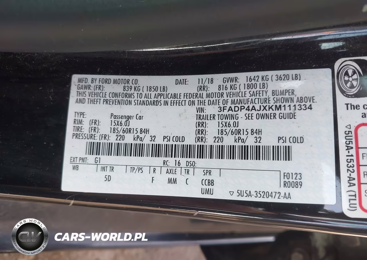 2019 Ford Fiesta S VIN:3FADP4AJXKM111334 - 9