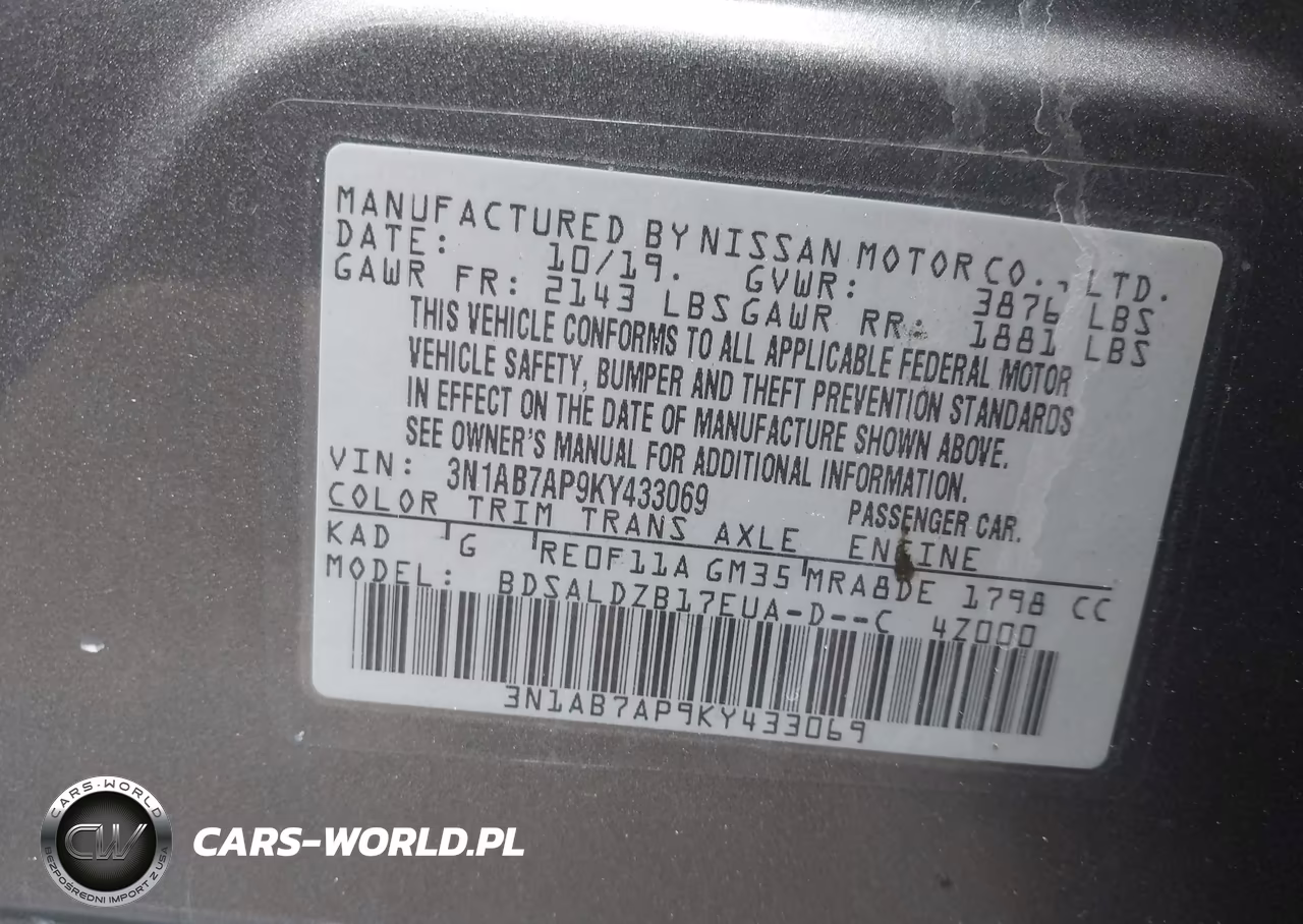 2019 Nissan Sentra Sv VIN:3N1AB7AP9KY433069 - 9