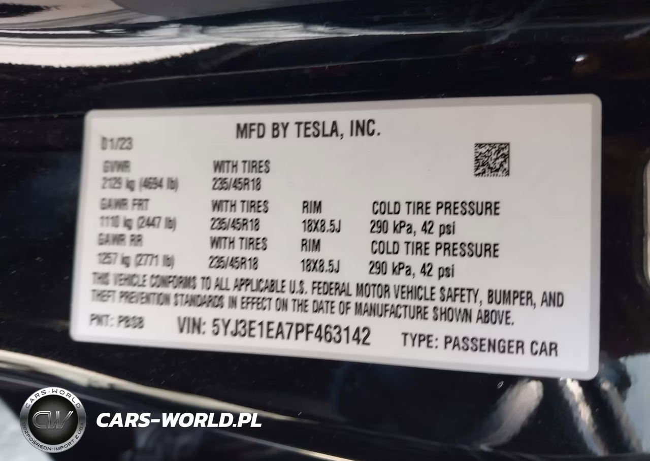 2023 Tesla Model 3 Rear-Wheel Drive VIN:5YJ3E1EA7PF463142 - 9