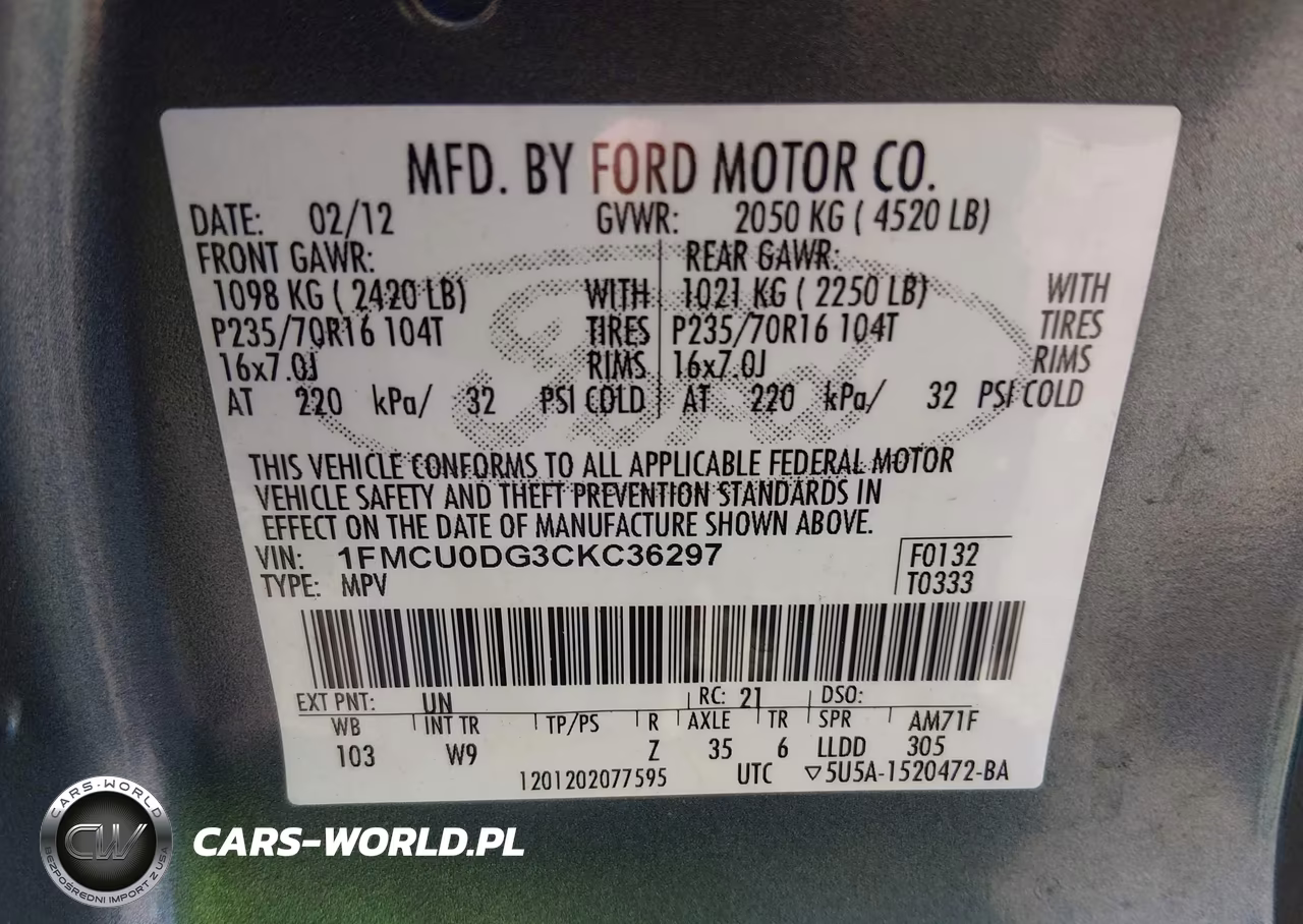 2012 Ford Escape Xlt VIN:1FMCU0DG3CKC36297 - 9