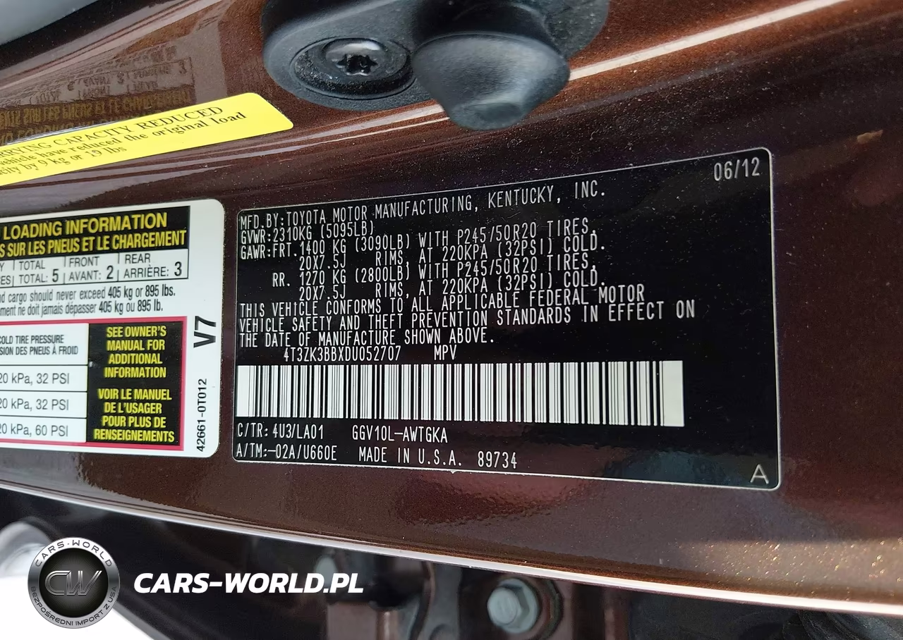 2013 Toyota Venza Xle V6 VIN:4T3ZK3BBXDU052707 - 9