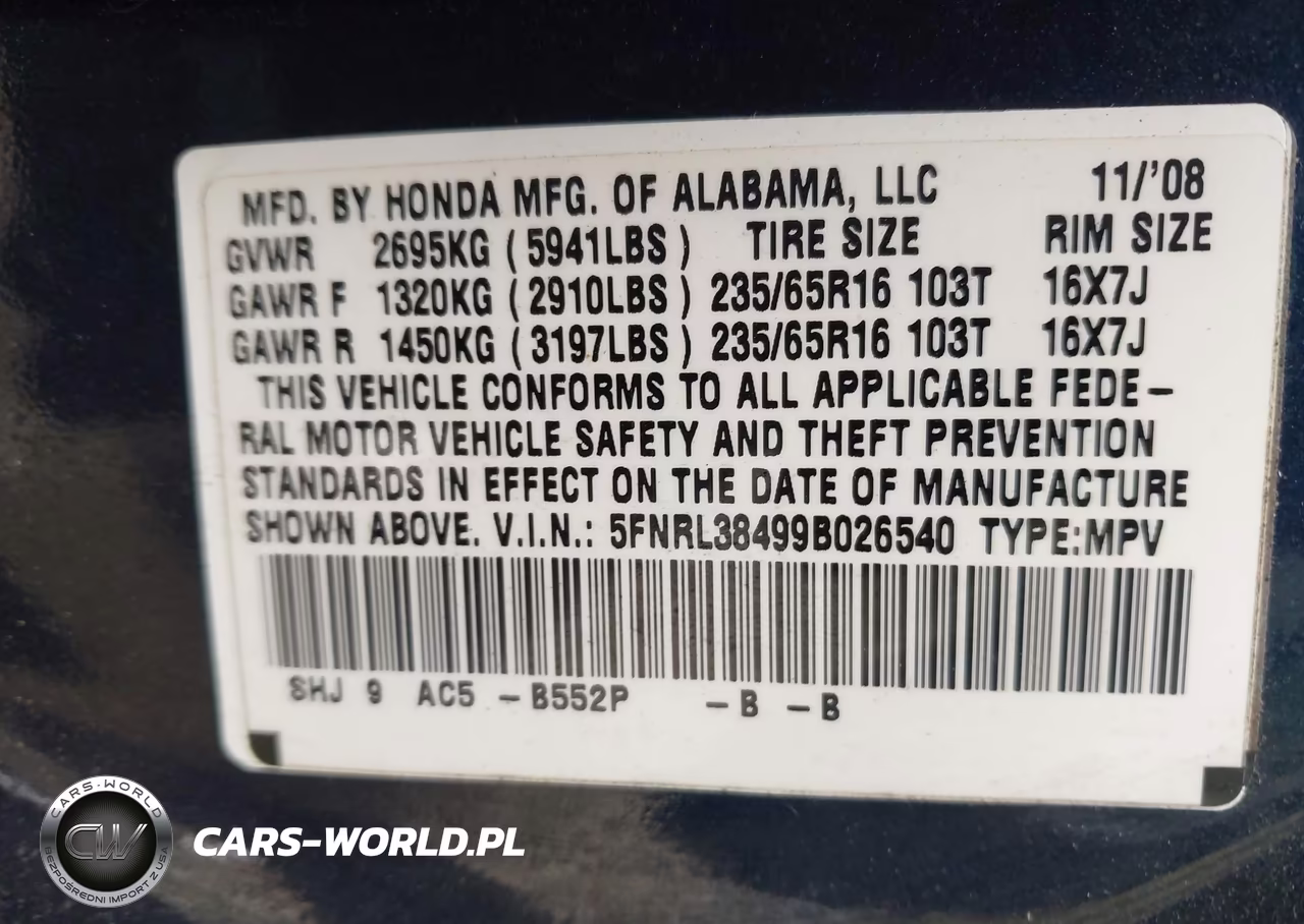 2009 Honda Odyssey Ex VIN:5FNRL38499B026540 - 9