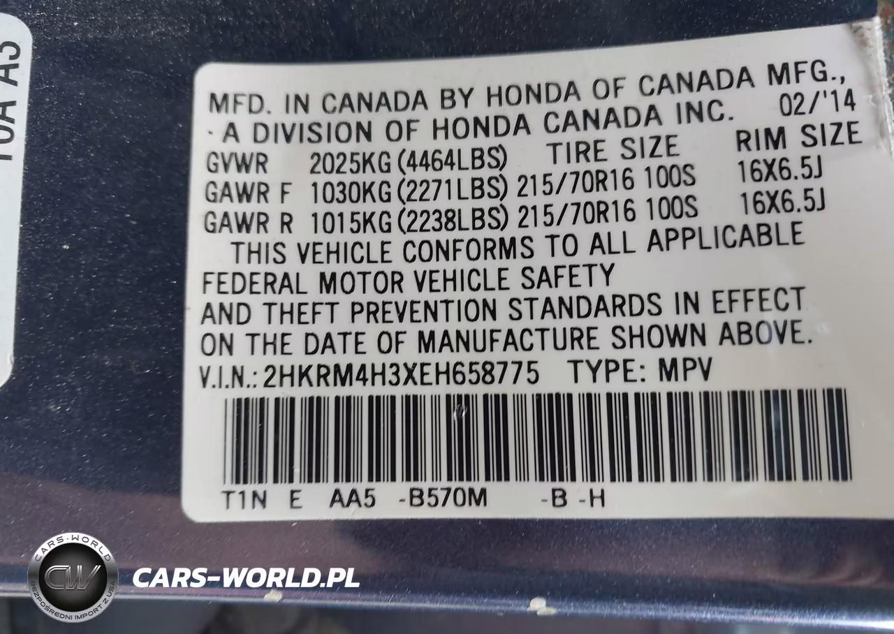 2014 Honda Cr-V Lx VIN:2HKRM4H3XEH658775 - 9