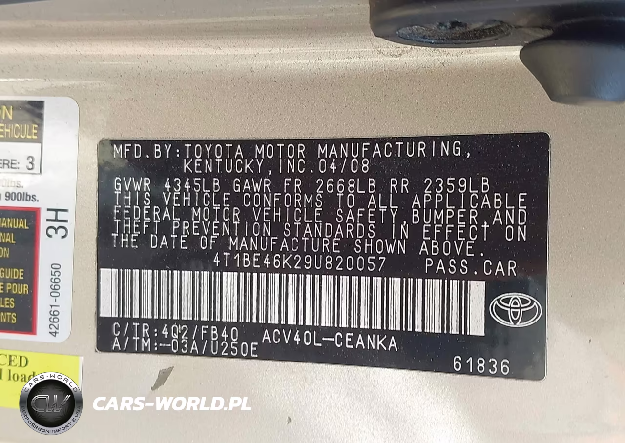 2009 Toyota Camry Le VIN:4T1BE46K29U820057 - 9