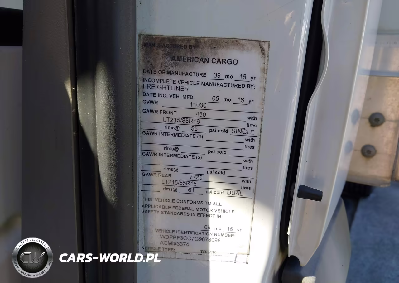 2016 Freightliner Sprinter 3500 VIN:WDPPF3CC7G9678098 - 9
