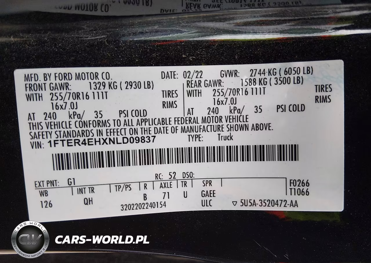 2022 Ford Ranger Xl VIN:1FTER4EHXNLD09837 - 9