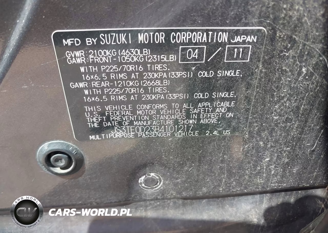 2011 Suzuki Grand Vitara Premium VIN:JS3TE0D23B4101217 - 9
