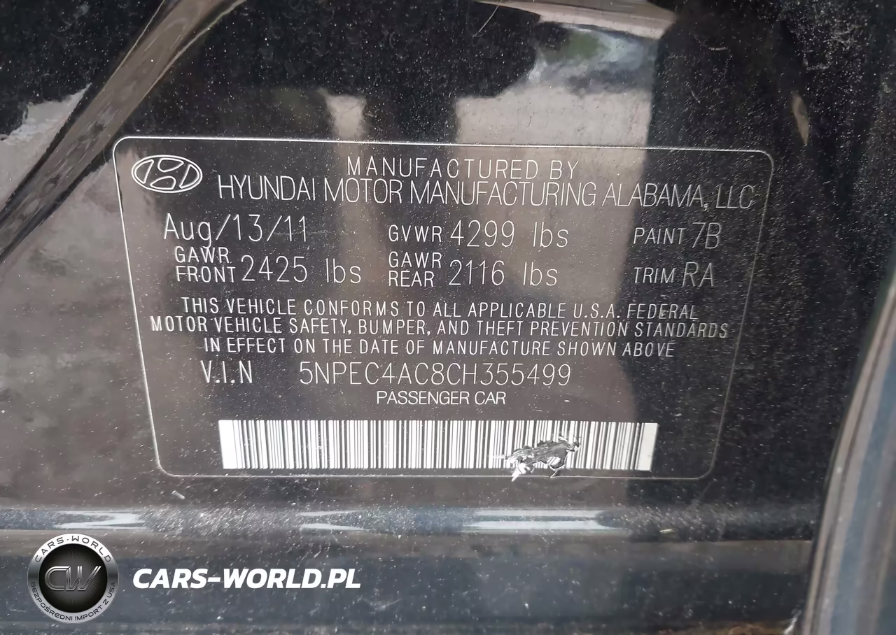 2012 Hyundai Sonata Limited VIN:5NPEC4AC8CH355499 - 9