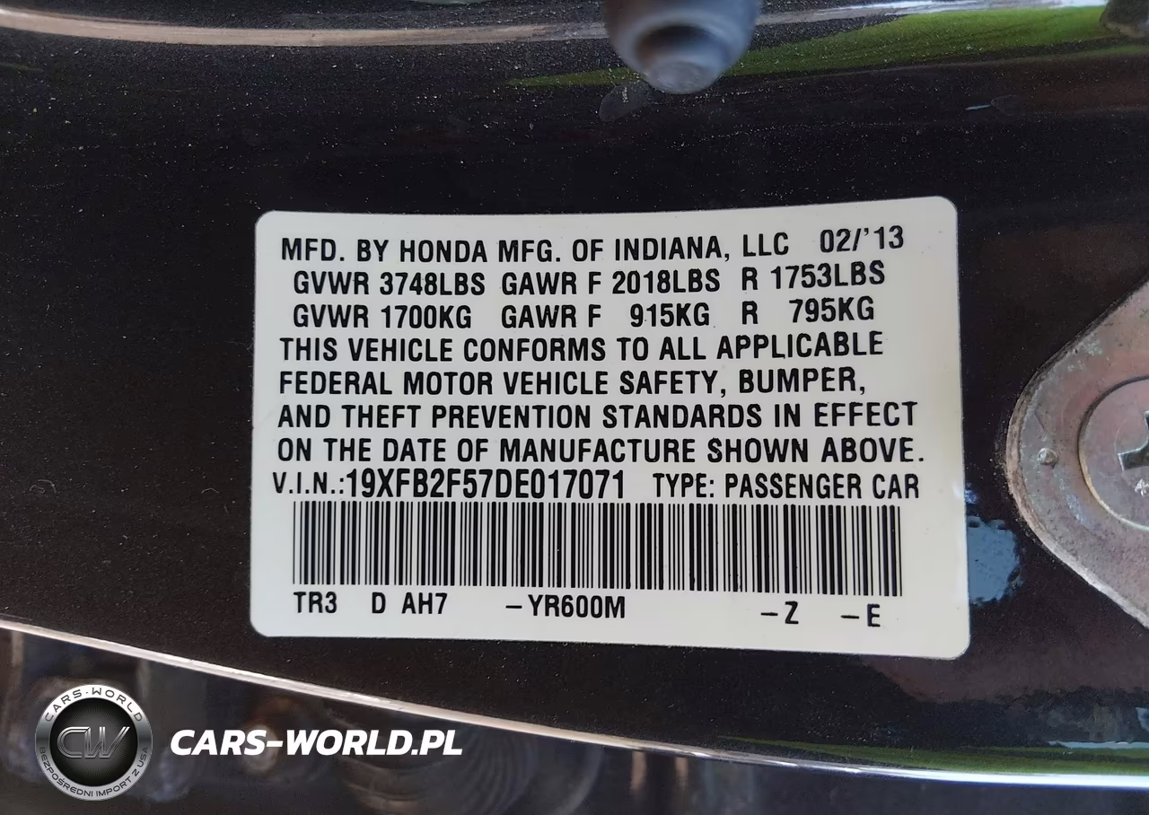 2013 Honda Civic Lx VIN:19XFB2F57DE017071 - 9
