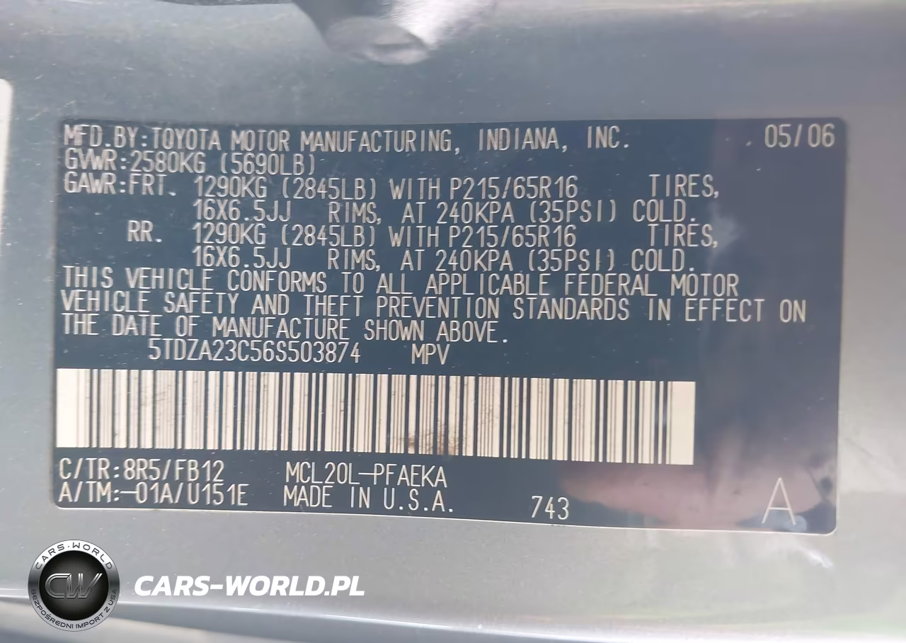 2006 Toyota Sienna Ce VIN:5TDZA23C56S503874 - 9