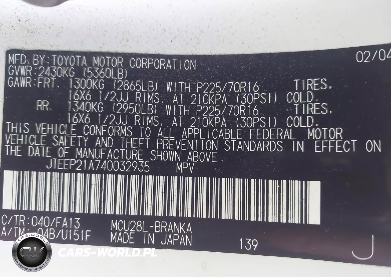 2004 Toyota Highlander V6 VIN:JTEEP21A740032935 - 9