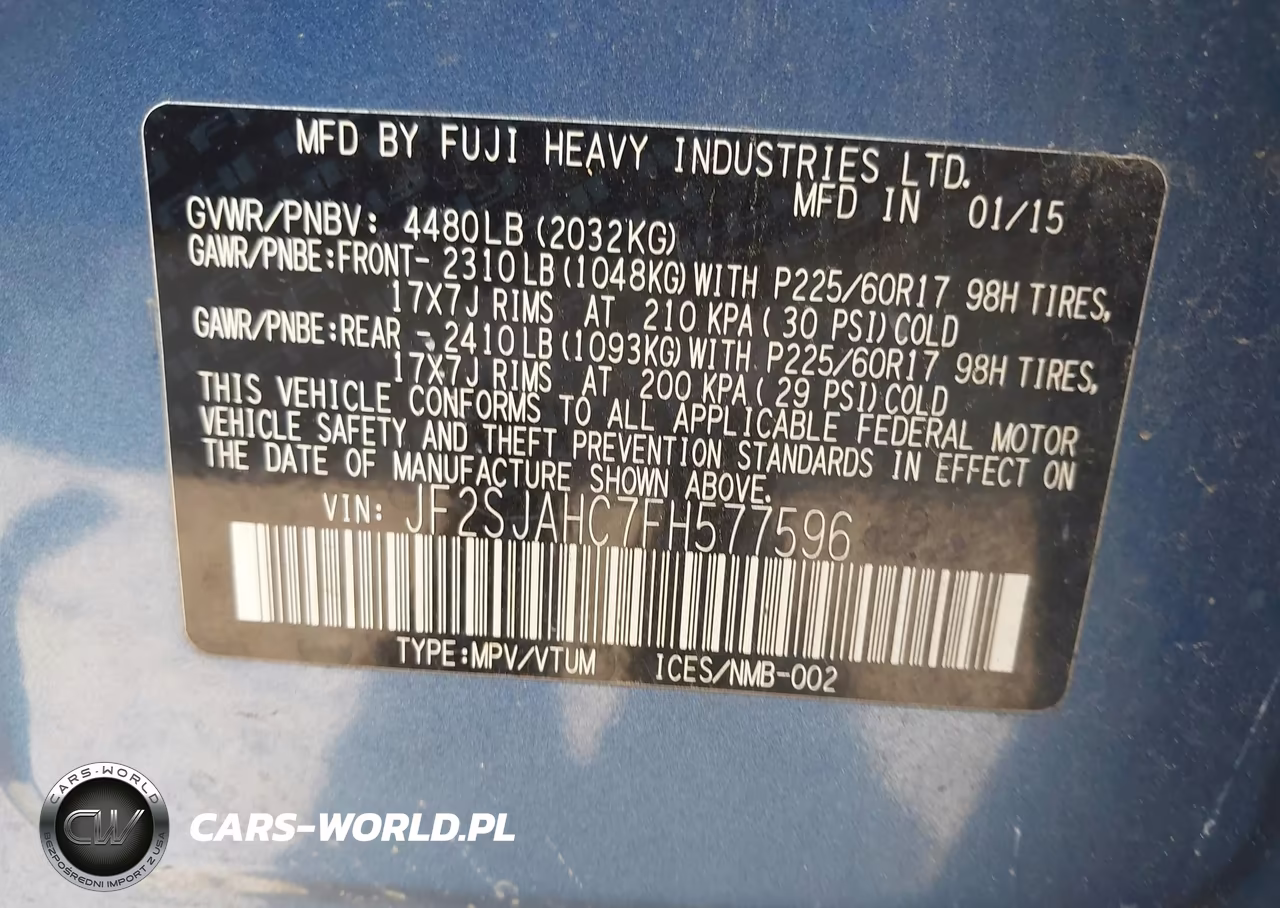 2015 Subaru Forester 2.5I Limited VIN:JF2SJAHC7FH577596 - 9