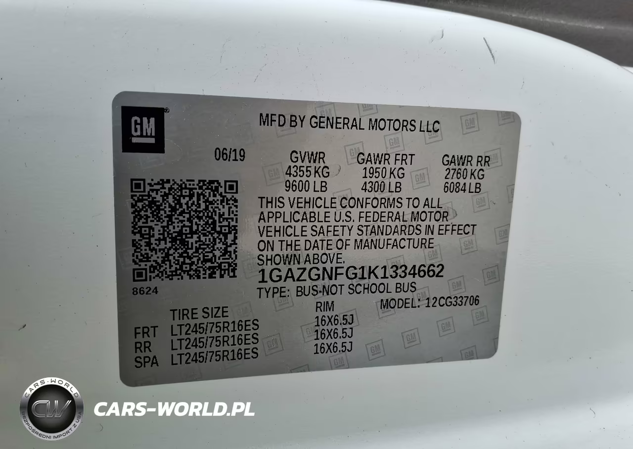 2019 Chevrolet Express 3500 Ls VIN:1GAZGNFG1K1334662 - 9