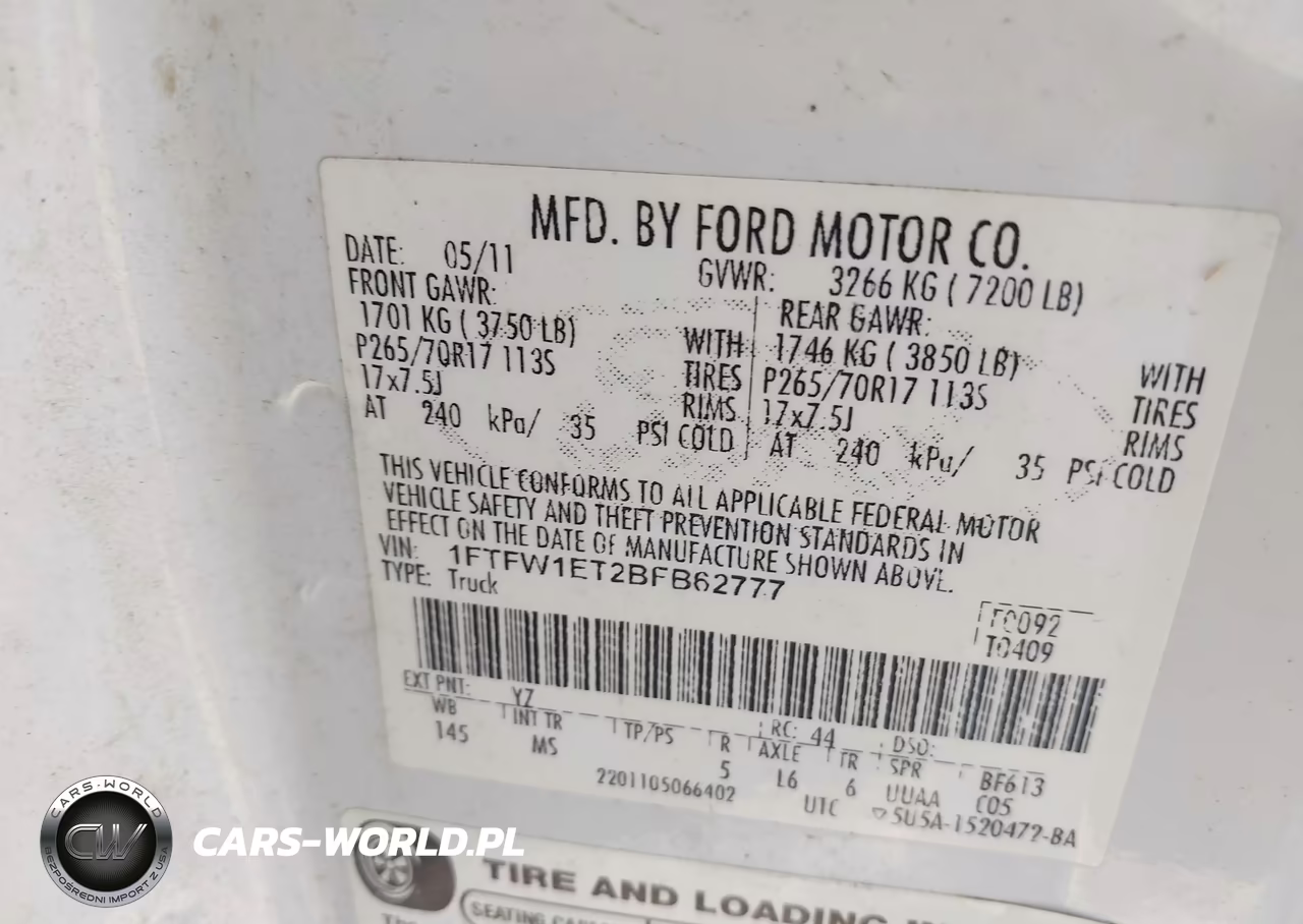 2011 Ford F-150 Xlt VIN:1FTFW1ET2BFB62777 - 9