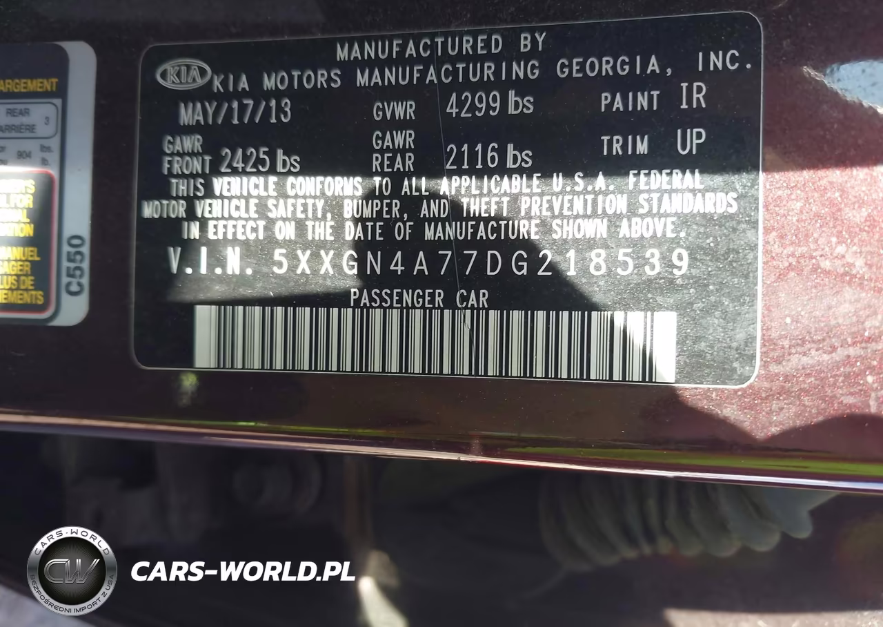 2013 Kia Optima Ex VIN:5XXGN4A77DG218539 - 9