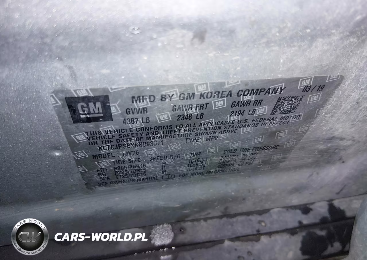 2019 Chevrolet Trax Lt VIN:KL7CJPSBXKB893011 - 9