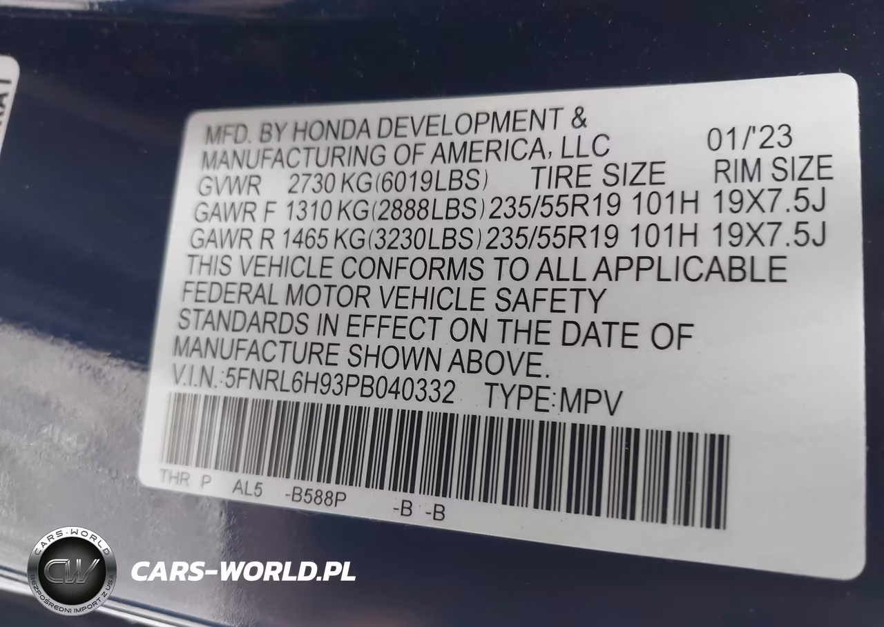 2023 Honda Odyssey Elite VIN:5FNRL6H93PB040332 - 9