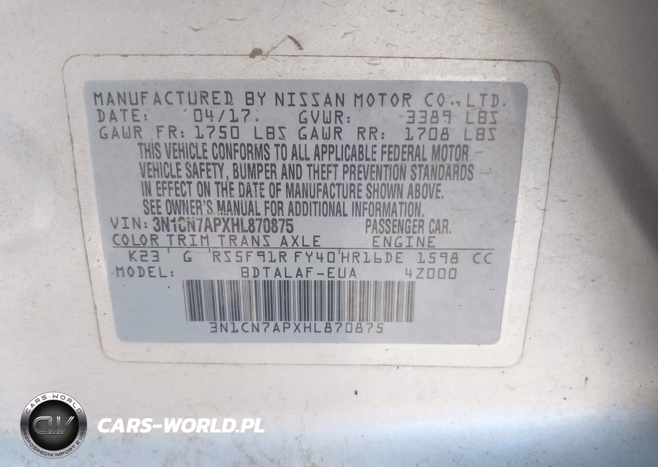 2017 Nissan Versa 1.6 S VIN:3N1CN7APXHL870875 - 9