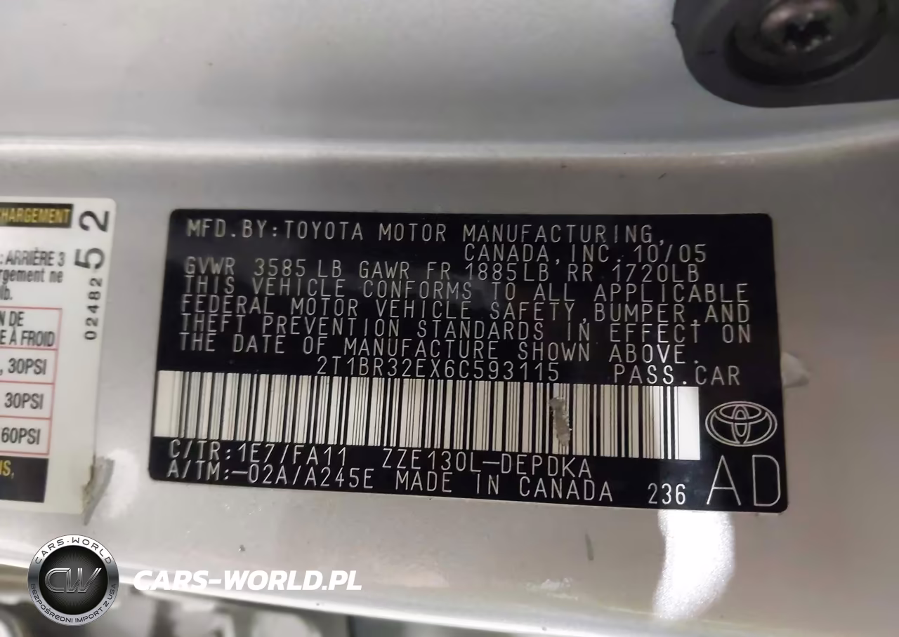 2006 Toyota Corolla Ce VIN:2T1BR32EX6C593115 - 9