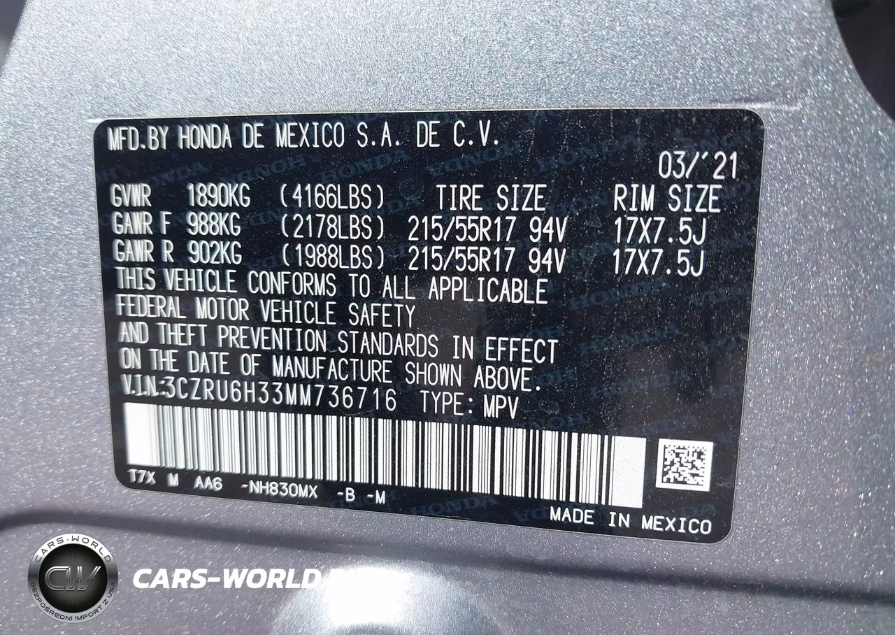2021 Honda Hr-V Awd Lx VIN:3CZRU6H33MM736716 - 9