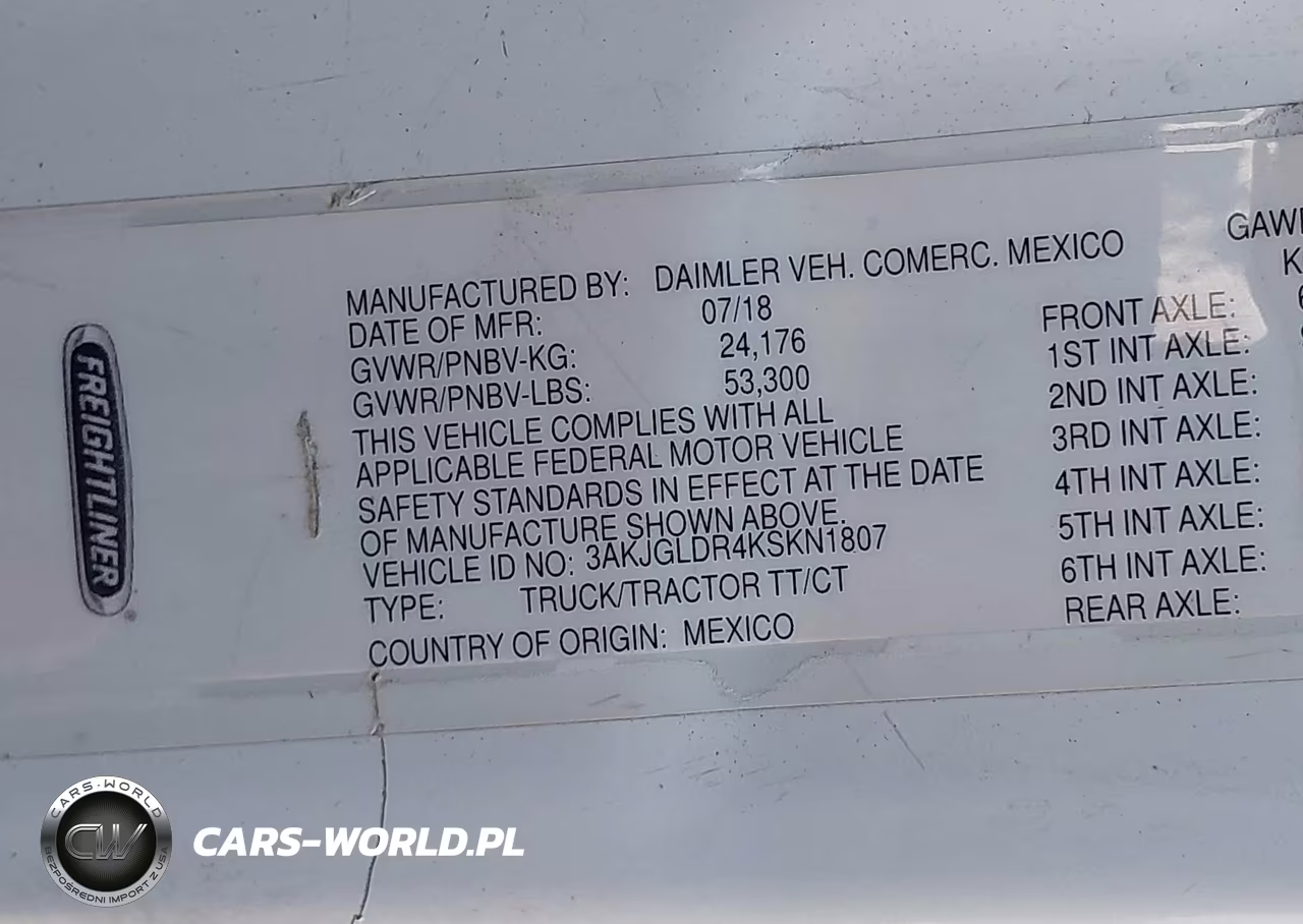 2019 Freightliner Cascadia 125 VIN:3AKJGLDR4KSKN1807 - 8