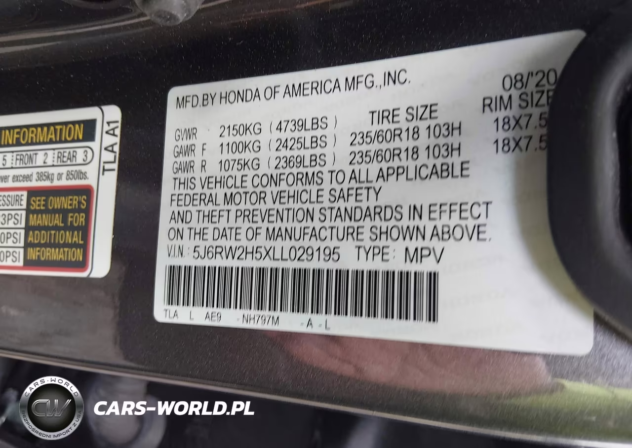 2020 Honda Cr-V Awd Ex VIN:5J6RW2H5XLL029195 - 9