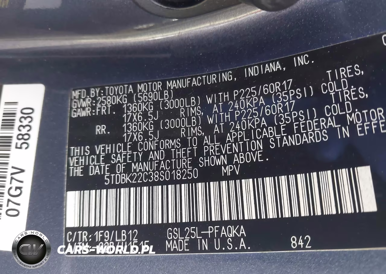 2008 Toyota Sienna Xle VIN:5TDBK22C38S018250 - 9