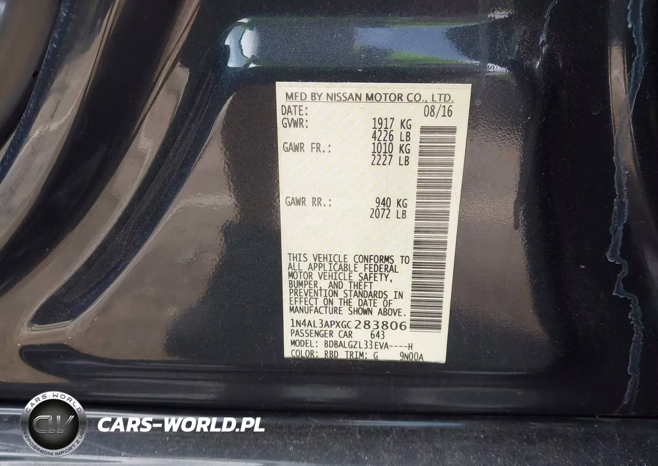 2016 Nissan Altima 2.5 S VIN:1N4AL3APXGC283806 - 9