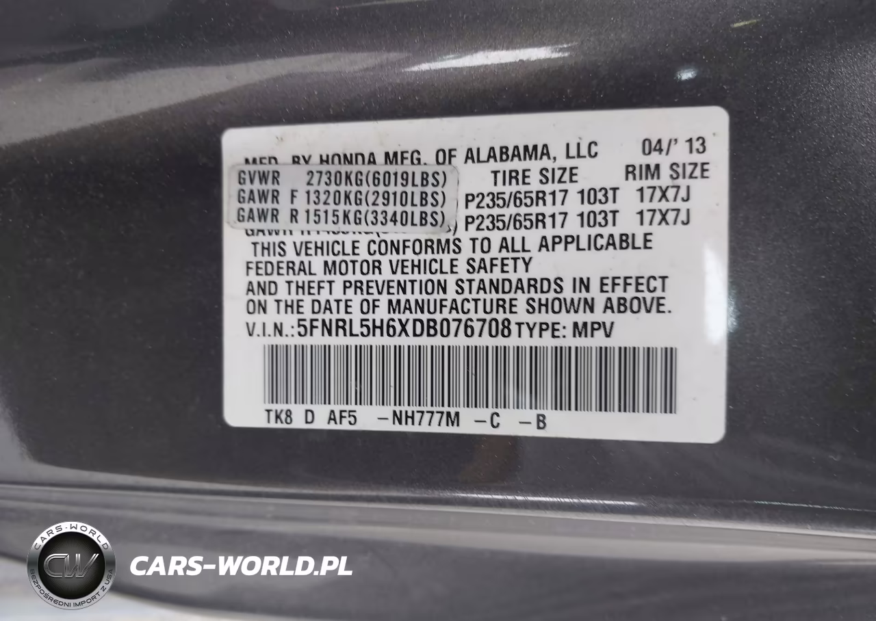 2013 Honda Odyssey Ex-L VIN:5FNRL5H6XDB076708 - 9