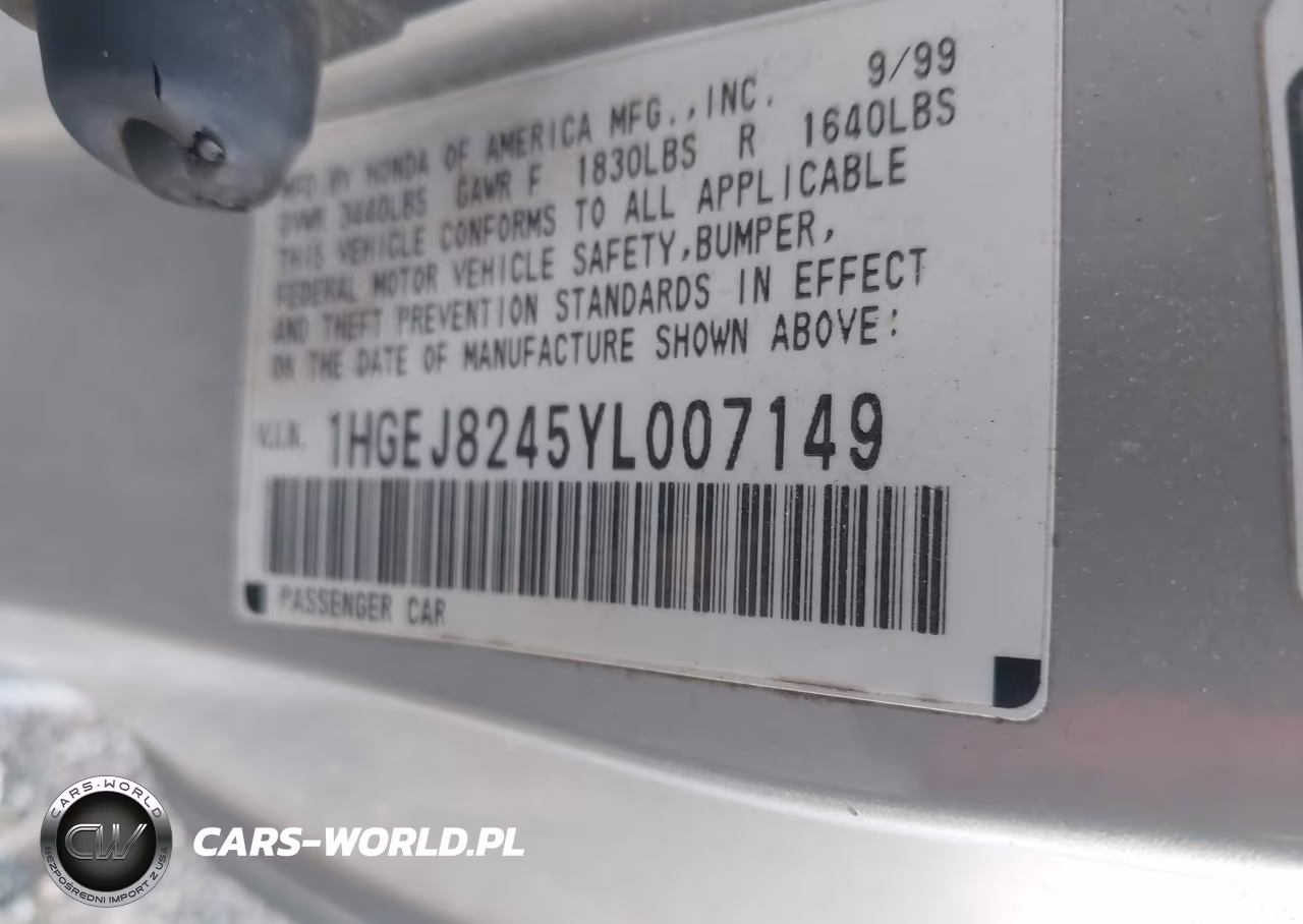 2000 Honda Civic Ex VIN:1HGEJ8245YL007149 - 9
