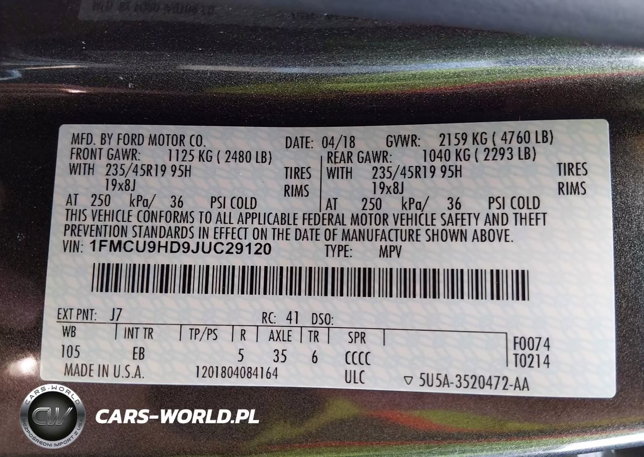 2018 Ford Escape Sel VIN:1FMCU9HD9JUC29120 - 9
