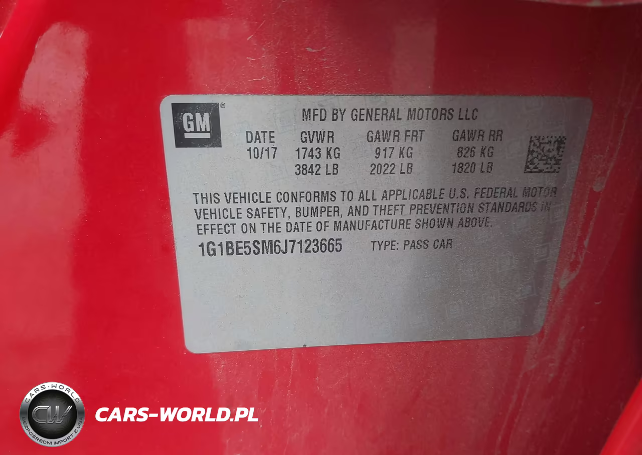 2018 Chevrolet Cruze Lt Auto VIN:1G1BE5SM6J7123665 - 9
