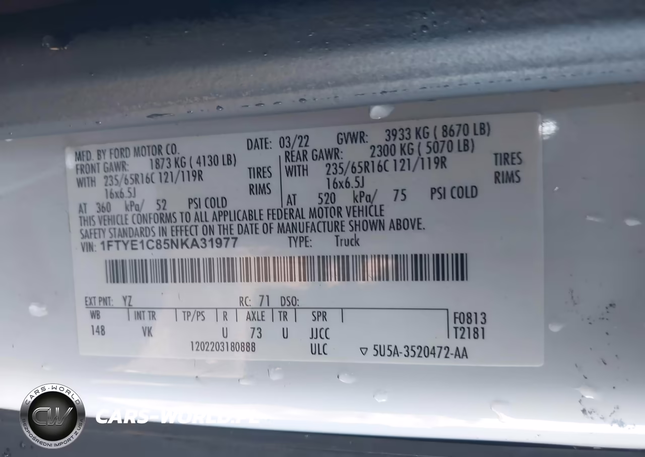 2022 Ford Transit-150 VIN:1FTYE1C85NKA31977 - 9