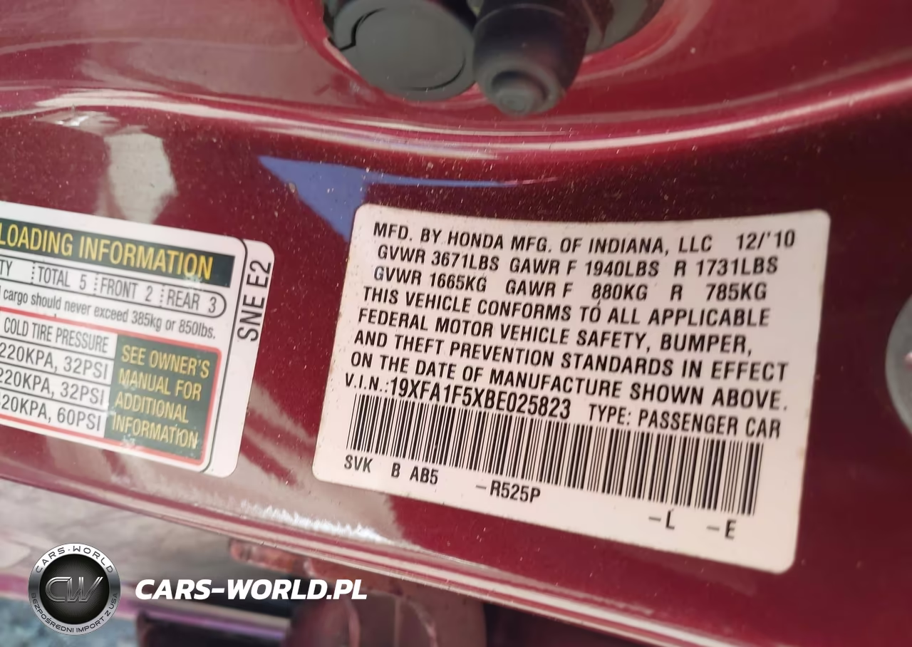 2011 Honda Civic Lx VIN:19XFA1F5XBE025823 - 9
