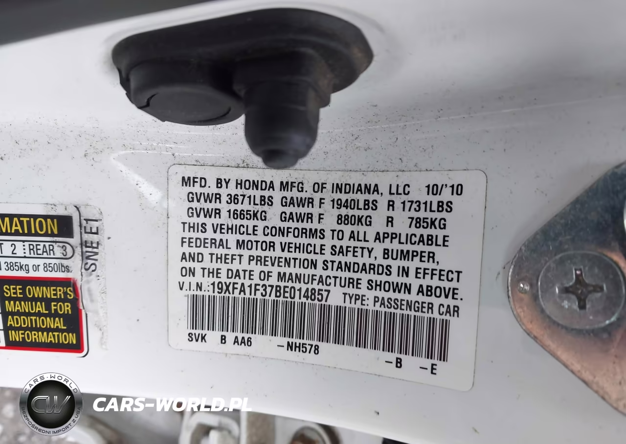 2011 Honda Civic Vp VIN:19XFA1F37BE014857 - 9