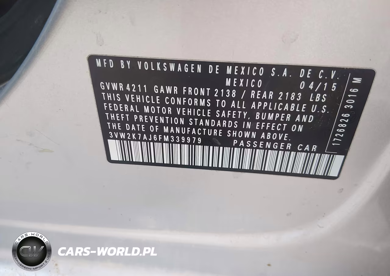 2015 Volkswagen Jetta 2.0L S VIN:3VW2K7AJ6FM339979 - 9