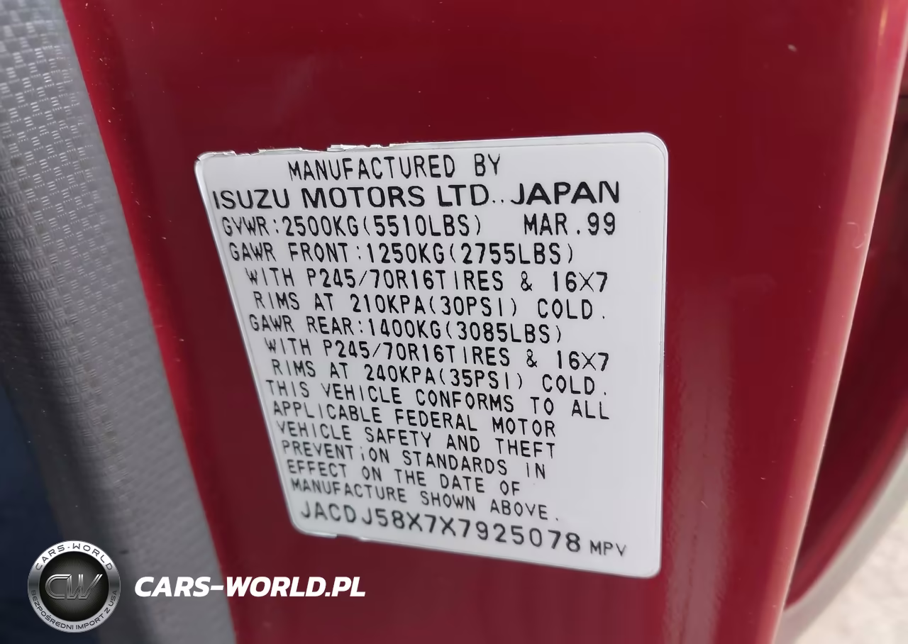 1999 Isuzu Trooper S VIN:JACDJ58X7X7925078 - 20