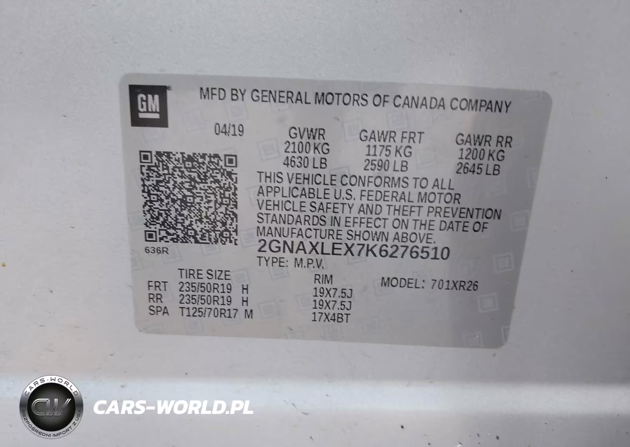 2019 Chevrolet Equinox Lt VIN:2GNAXLEX7K6276510 - 9